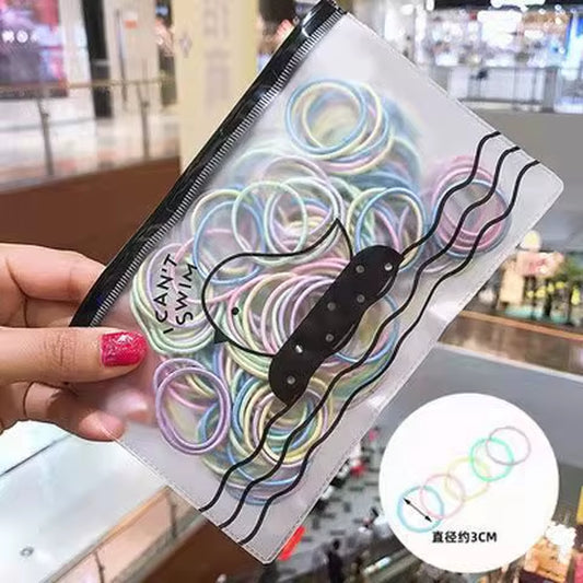 100Pcs/Set Girls Elastic Hair Bands Girls Hair Accessories 2.5Cm Colorful Rubber Band Children Ponytail Holder Kids Hair Ties